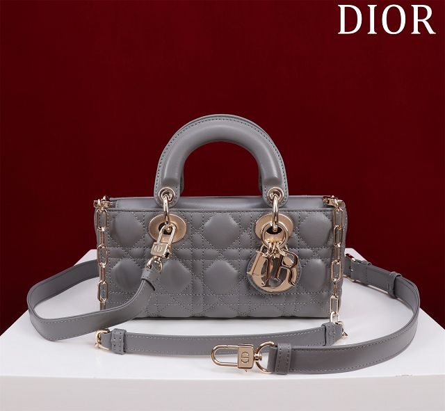 Dior original lambskin small lady D-Joy bag M0613 grey