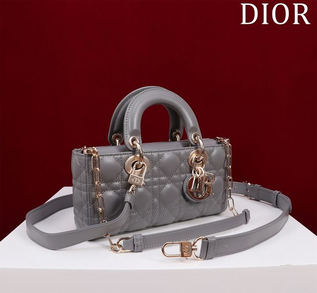 Dior original lambskin small lady D-Joy bag M0613 grey