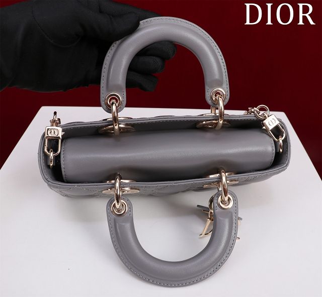 Dior original lambskin small lady D-Joy bag M0613 grey