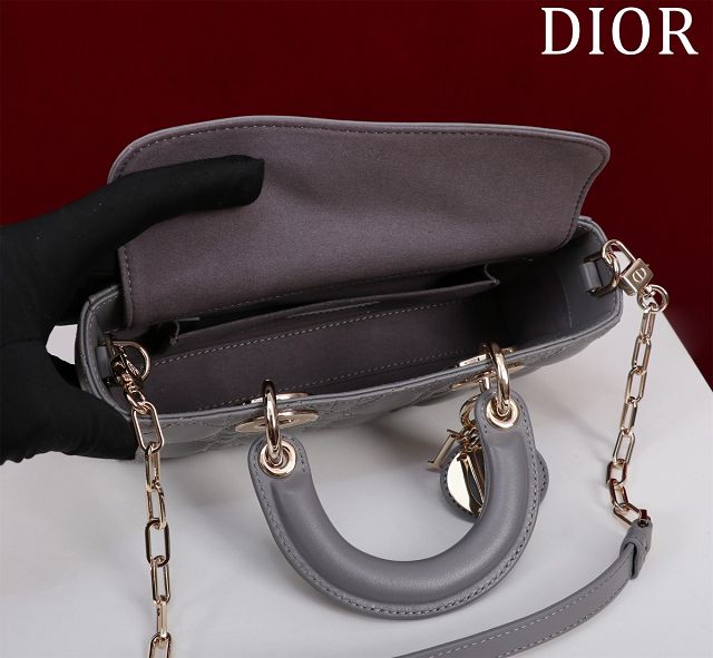 Dior original lambskin small lady D-Joy bag M0613 grey