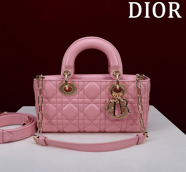 Dior original lambskin small lady D-Joy bag M0613 pink