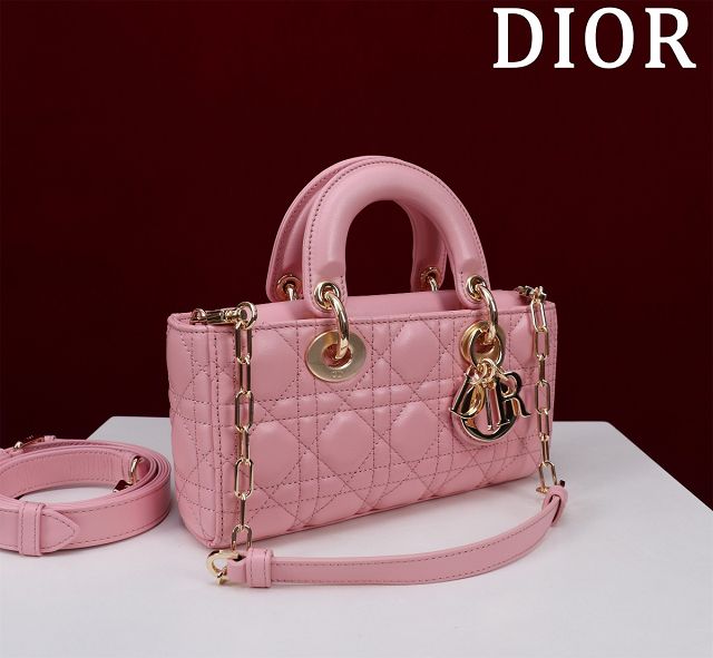 Dior original lambskin small lady D-Joy bag M0613 pink