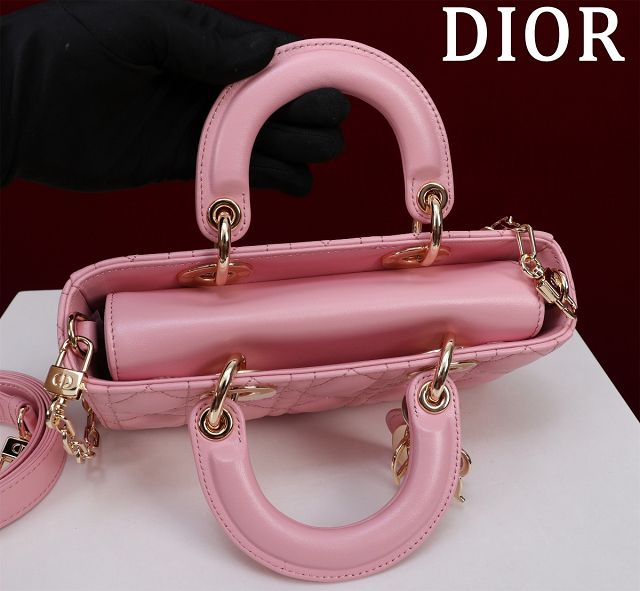 Dior original lambskin small lady D-Joy bag M0613 pink