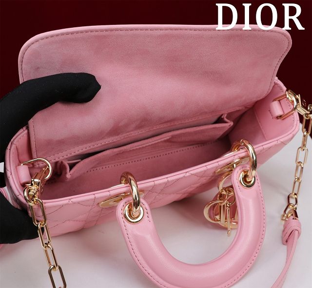 Dior original lambskin small lady D-Joy bag M0613 pink