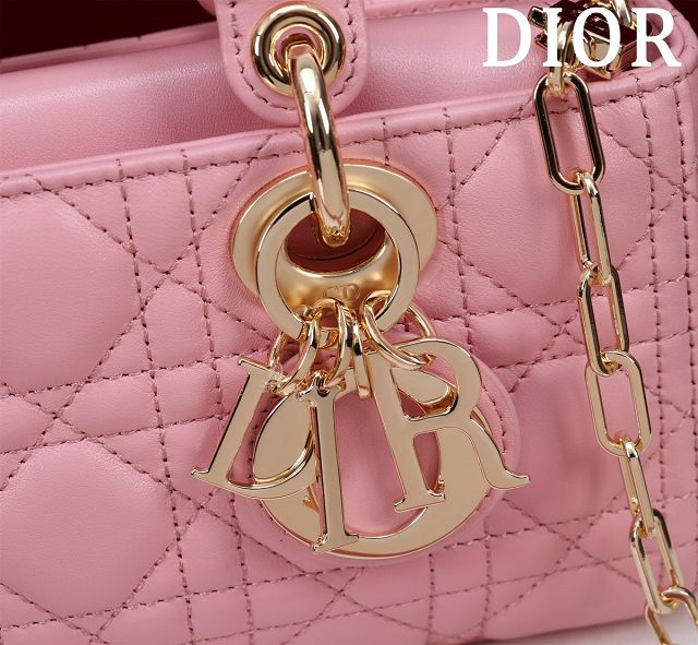 Dior original lambskin small lady D-Joy bag M0613 pink