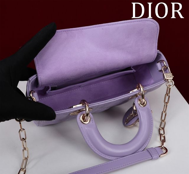 Dior original lambskin small lady D-Joy bag M0613 purple