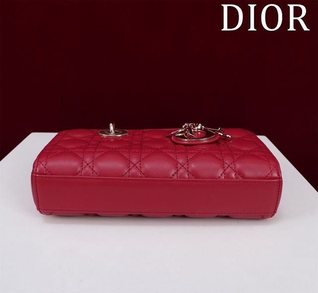 Dior original lambskin small lady D-Joy bag M0613 red