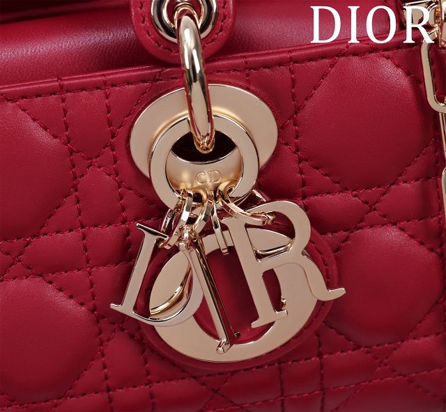 Dior original lambskin small lady D-Joy bag M0613 red