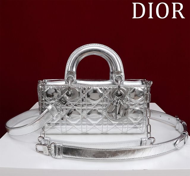 Dior original lambskin small lady D-Joy bag M0613 silver