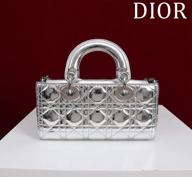 Dior original lambskin small lady D-Joy bag M0613 silver