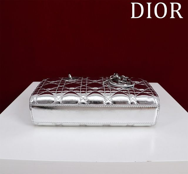 Dior original lambskin small lady D-Joy bag M0613 silver