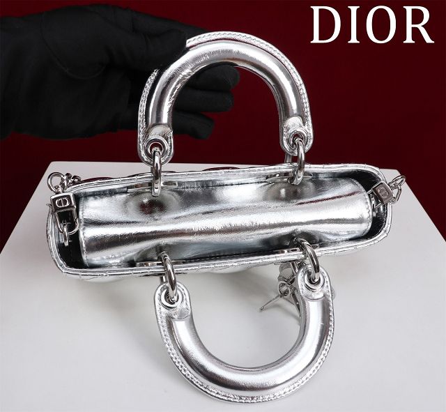 Dior original lambskin small lady D-Joy bag M0613 silver