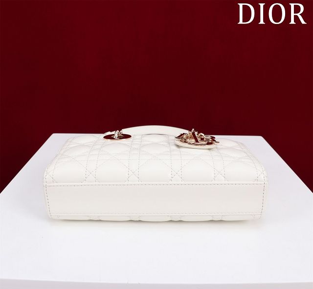 Dior original lambskin small lady D-Joy bag M0613 white