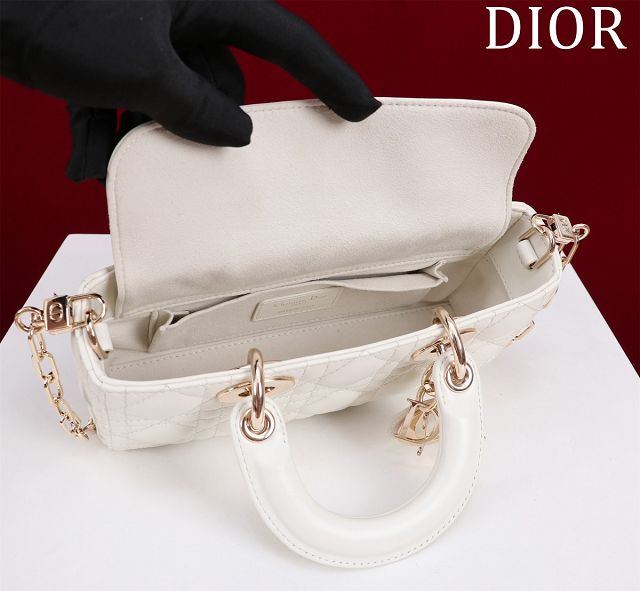 Dior original lambskin small lady D-Joy bag M0613 white