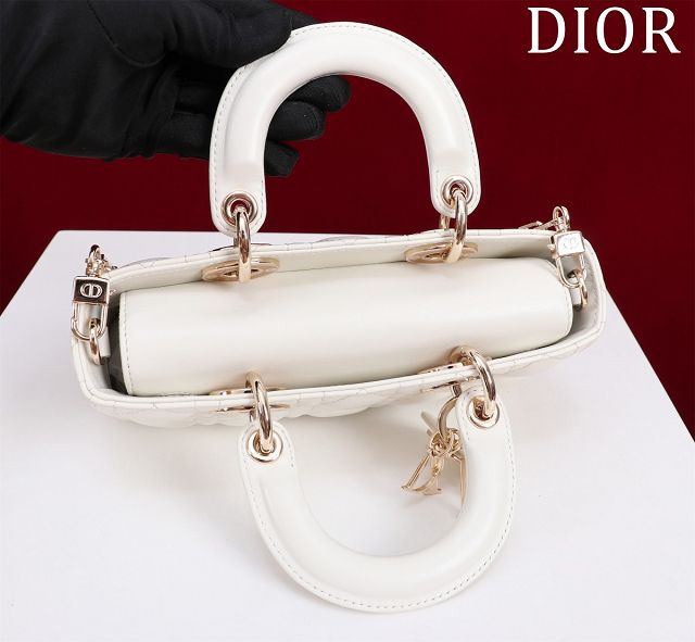 Dior original lambskin small lady D-Joy bag M0613 white