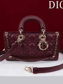 Dior original lambskin medium lady D-Joy bag M0540 bordeaux