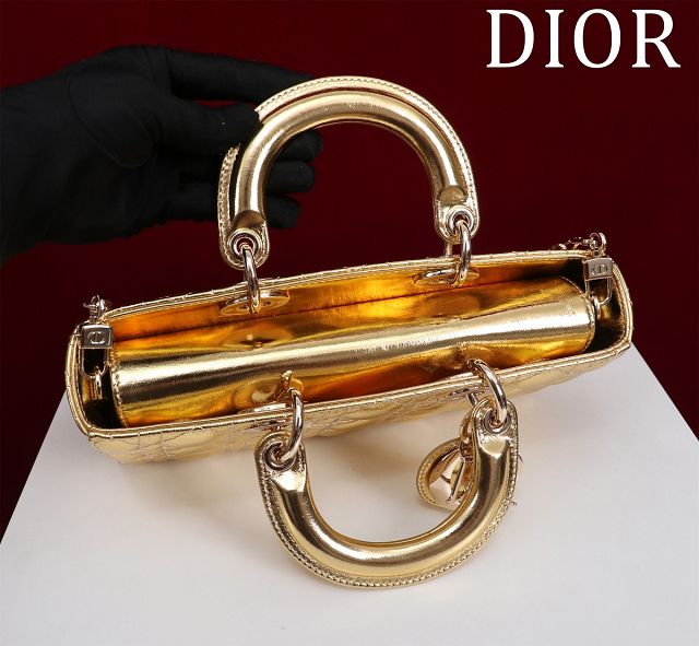 Dior original lambskin medium lady D-Joy bag M0540 gold