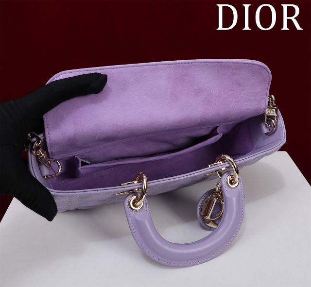 Dior original lambskin medium lady D-Joy bag M0540 purple