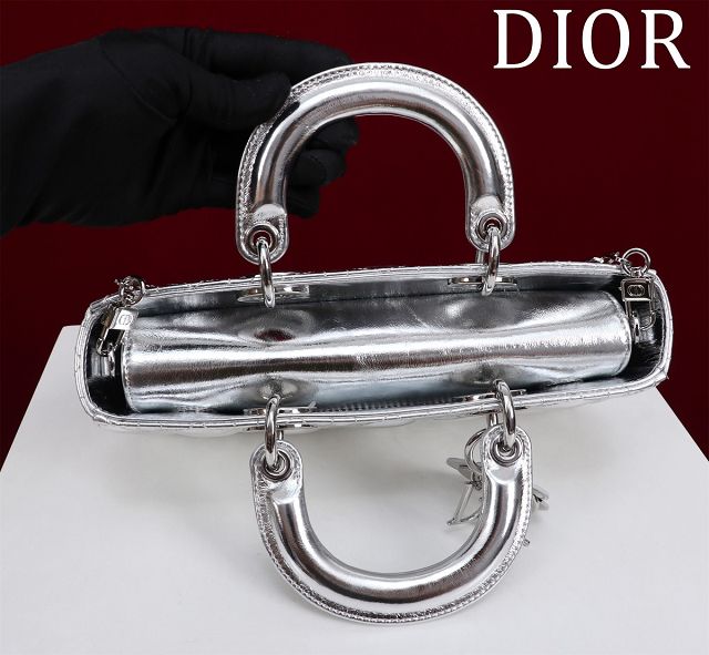 Dior original lambskin medium lady D-Joy bag M0540 silver