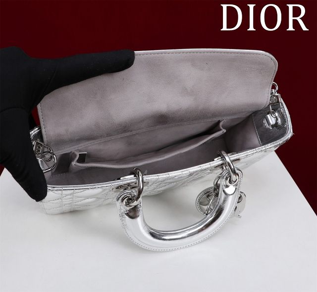 Dior original lambskin medium lady D-Joy bag M0540 silver