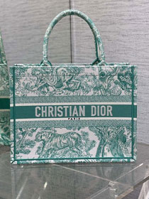 Dior original cotton medium book tote bag M1296 green