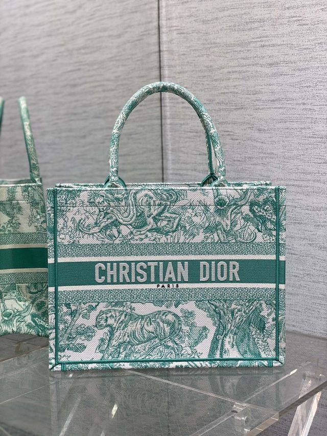 Dior original cotton medium book tote bag M1296 green