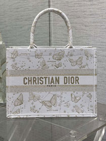 Dior original cotton medium book tote bag M1296 white