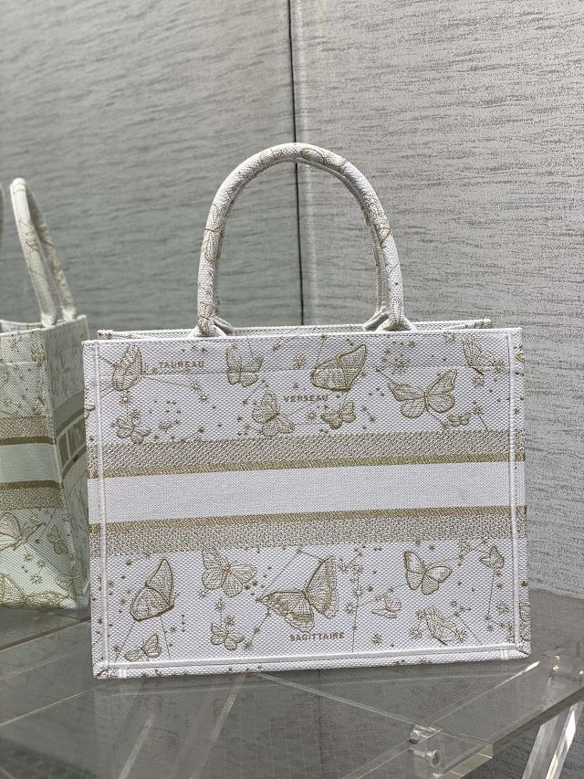 Dior original cotton medium book tote bag M1296 white