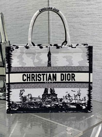 Dior original cotton medium book tote bag M1296 white