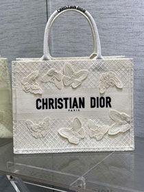 Dior original cotton medium book tote bag M1296 white