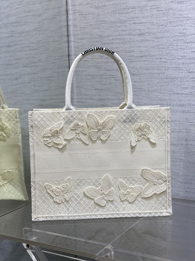 Dior original cotton medium book tote bag M1296 white