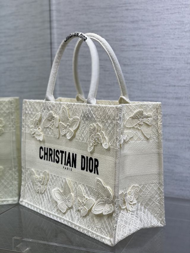 Dior original cotton medium book tote bag M1296 white