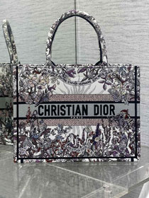 Dior original cotton medium book tote bag M1296 white&black