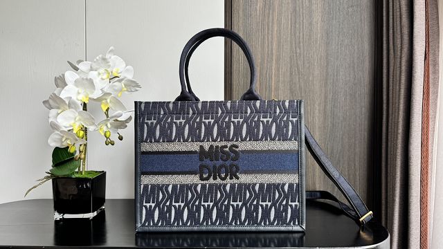 Dior original denim medium book tote bag M1296 blue