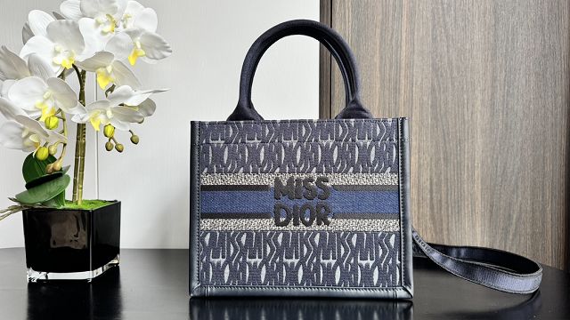 Dior original denim small book tote bag M1265 blue