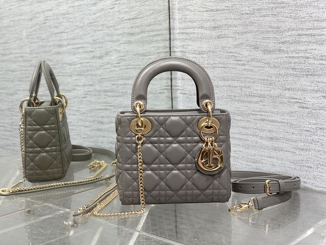 Dior original lambskin mini lady bag M0505 grey