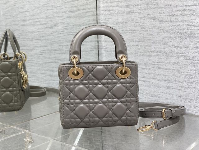 Dior original lambskin mini lady bag M0505 grey