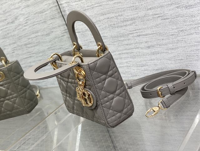 Dior original lambskin mini lady bag M0505 grey