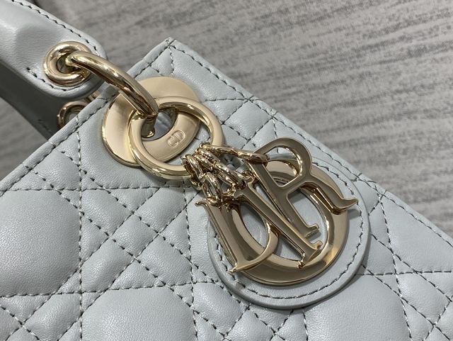 Dior original lambskin mini lady bag M0505 light blue