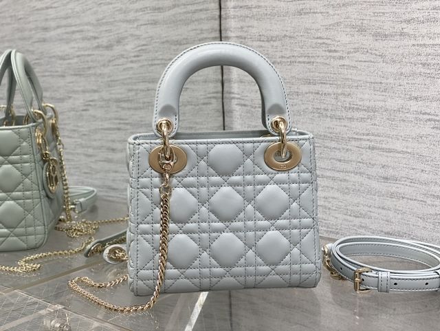 Dior original lambskin mini lady bag M0505 light blue