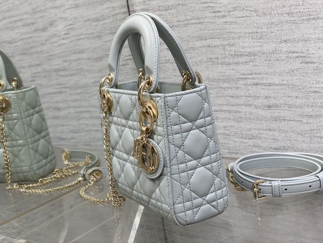 Dior original lambskin mini lady bag M0505 light blue