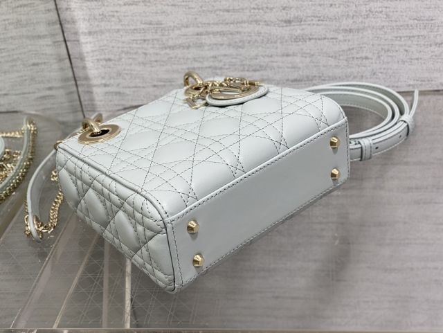 Dior original lambskin mini lady bag M0505 light blue