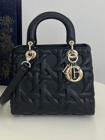 Dior original calfskin medium lady dior bag M0565 black