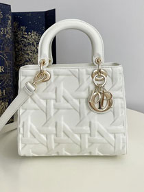 Dior original calfskin medium lady dior bag M0565 white