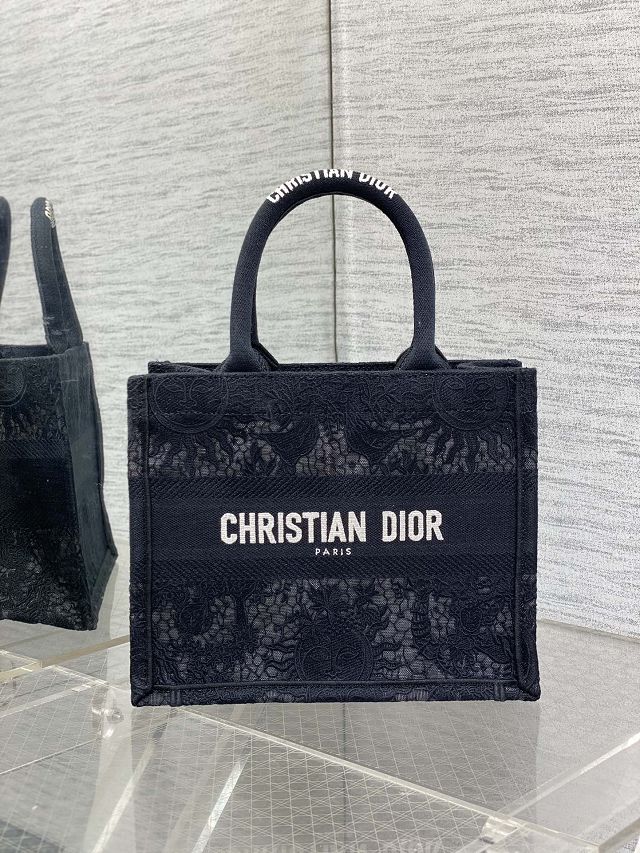 Dior original cotton small book tote bag M1265 black