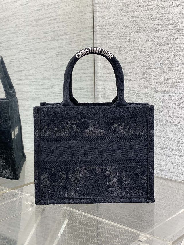 Dior original cotton small book tote bag M1265 black