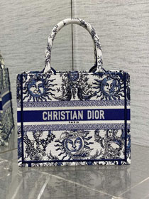 Dior original cotton small book tote bag M1265 blue