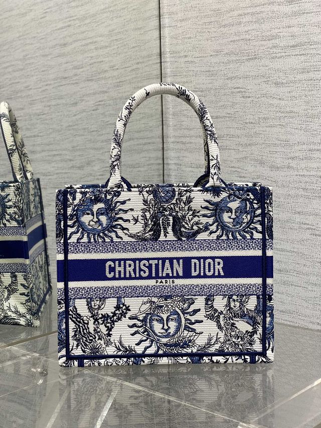 Dior original cotton small book tote bag M1265 blue