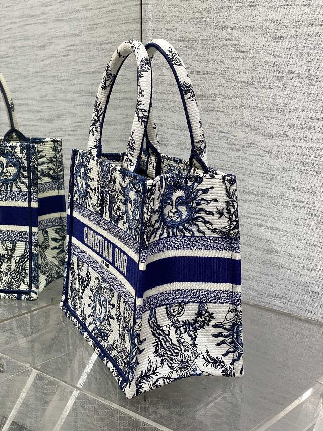 Dior original cotton small book tote bag M1265 blue