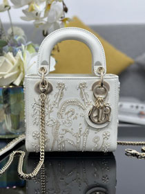 Dior original lambskin mini lady bag M0505 white